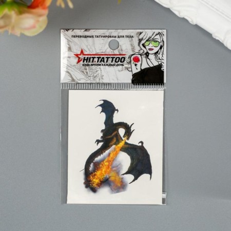 Tattoo on the body "Dragon with flame" mix-1