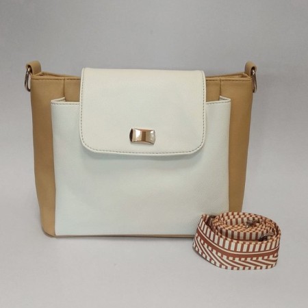 Women's bag Barcelona caramel-white with a sling