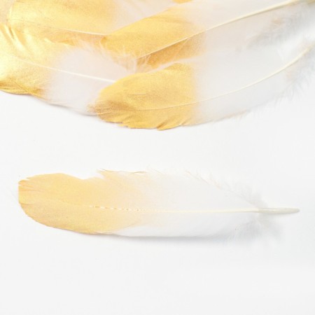 Feathers for decor, gold, partial color 13-15 cm 10 pcs-1