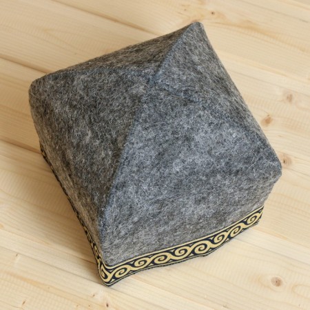 Bath cap "Sunny", gray with a blue finishing tape-1