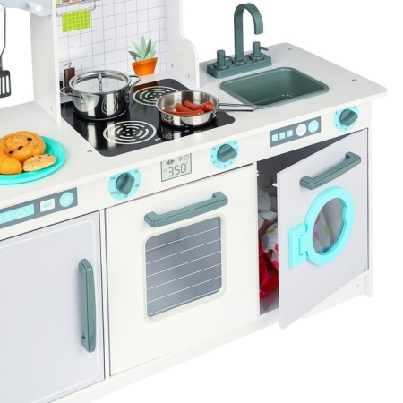 Children's wooden game kitchen "Bloom Style" with 4 objects of dishes-9
