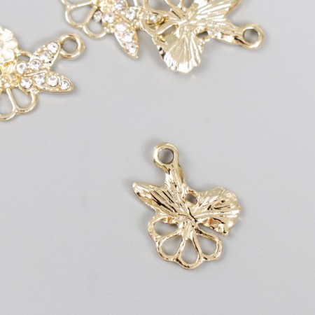Decor for creativity metal, enamel, rhinestones "butterfly on flowers" 1.9x1.5 cm-1
