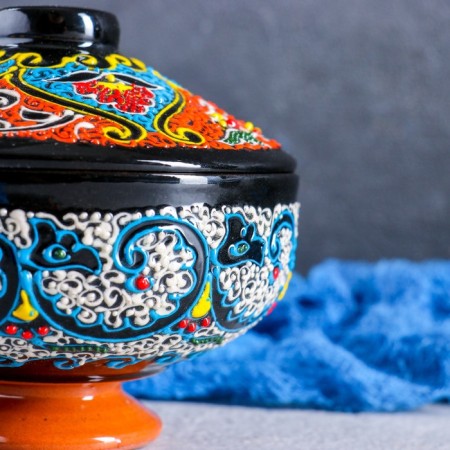 Sugar Rishtan ceramics "Samarkand", 300 ml, mix-3