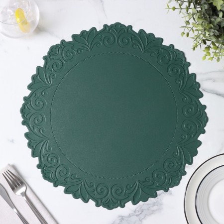 Set of serving “Eloise”, 4 pcs, d = 37.5 cm, green color, green-3