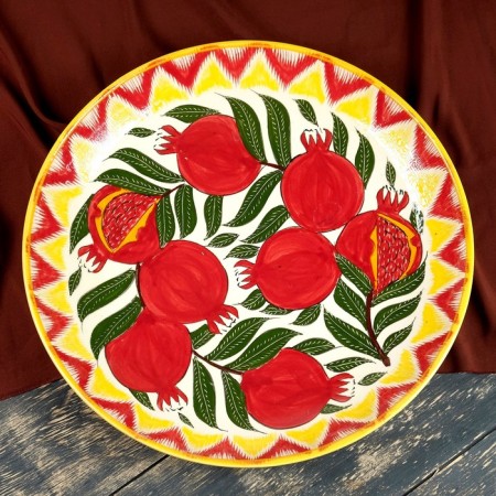 Set of Tea Rishtan Ceramics "Grenates", 9 objects (kettle 1 l, Piala 0.5/0.3 l)-3