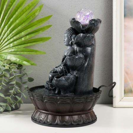 The desktop fountain from the network, backlight "Buddha in gray under waterfalls" 20.5x20.5x30 cm-3
