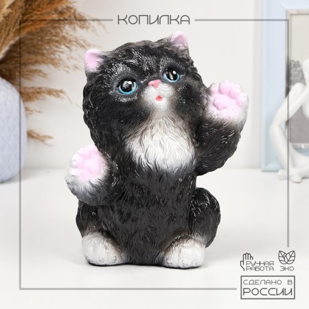 Pig a piggy bank "joyful cat" Black, 20cm