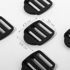 The buckle is regulatory, three -shaped, inner width - 32 mm, thickness - 3 mm, 10 pcs, black color