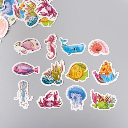 Stickers for creativity "Underwater World" embossing silver set 48 pcs 9x7x0.8 cm-1