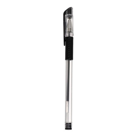 Gel pen, 0.5 mm, black rod, transparent case, with a rubber holder-2