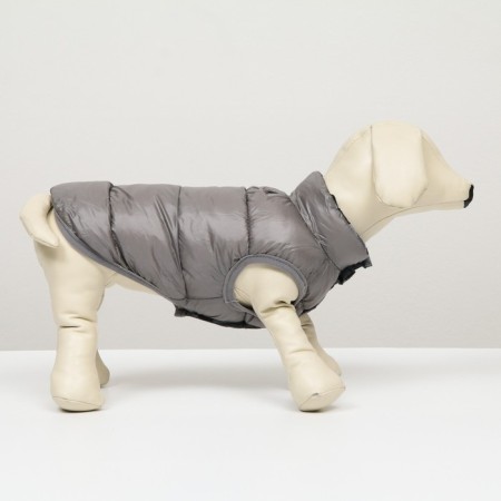 Dog jacket two -sided with print, size 8 (ds 23 cm, og 30, osh 22 cm), gray-1