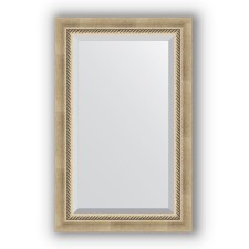 Mirror with fatset in a baguette frame - aged silver with weaving 70 mm, 53 x 83 cm, evoForm