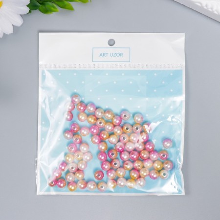 Beads for creativity plastic "gradient rose-yellow" set of 20 g, d = 0.8 cm, a mix of holes/without-4