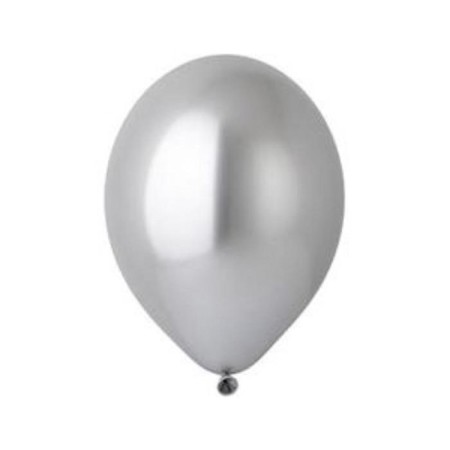 Latex ball 14 ", chrome Glossy, set 12 pcs., Silver color