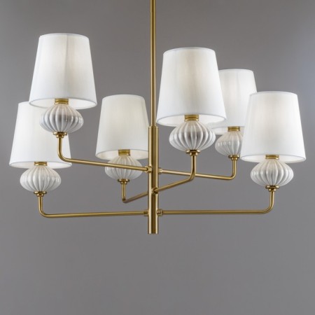Suspended lamp Freya FR2029PL-06BS Ceramics, 680x680 mm, E14, 6x40W, brass color-5