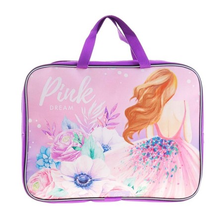 Folder with handles Textile A4, 350 x 270 x 70 mm, calligrata pink Dream-4