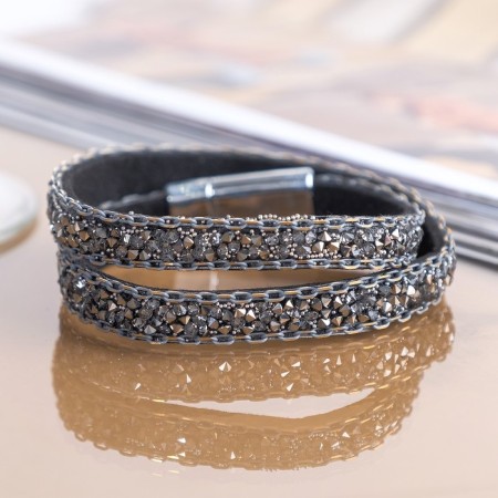 Bracelet skin "Stone luxury" scattering, gray color, 37 cm-3