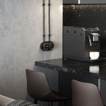 Vintage switch W5822051, 4 positions, two -clavy, black matte chromium-2