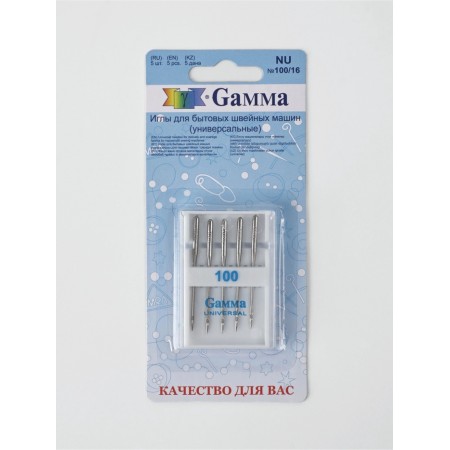 Needles for household sewing machines, universal, No. 100, 5 pcs, nu-5