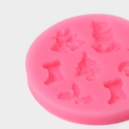Silicone Mold "New Year's paraphernalia", 6.5 × 6.5 cm, pink color-2