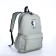 School backpack from textiles on a zipper, 3 pockets, green color