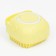 Brush for washing and massage of animals, with a container for shampoo, yellow