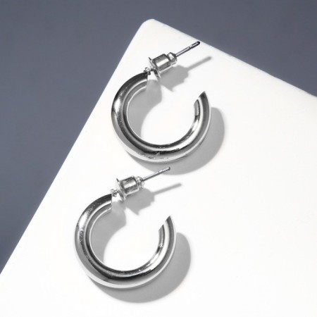 Room earrings "Line" semicircle, color silver, d = 2 cm-1