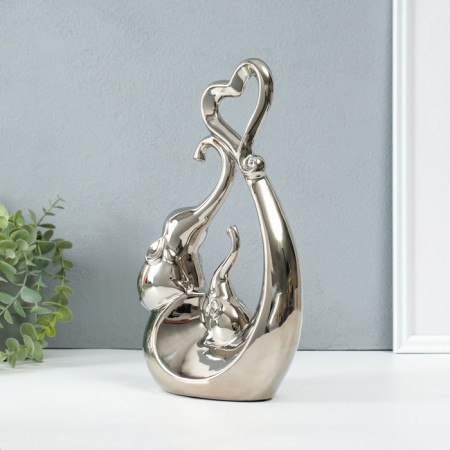 Souvenir Ceramics "Elephants with the heart. Abstraction" Silver 8.5x18.5x29.3cm-2