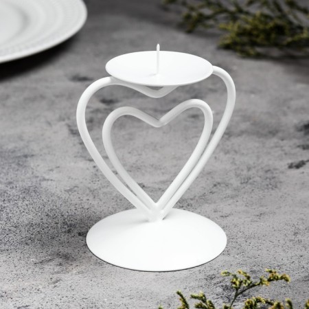 Glamur candlestick Metal per 1 candle, 9x10.2 cm, white-1