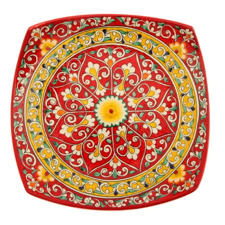 Largan Rishtan ceramics "Patterns", 31 cm, square, red mix-7