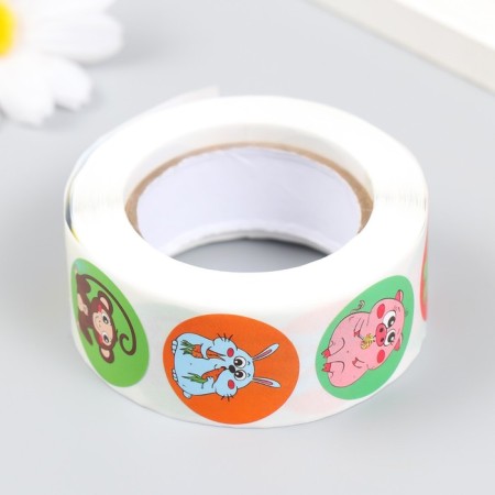 Stick Paper "Funny Zoo" d = 2.5 cm 500 pcs in a roll 3x6.5x6.5 cm-2
