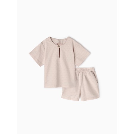 Set for a boy (shirt and shorts), minku, milk color, height 122 cm