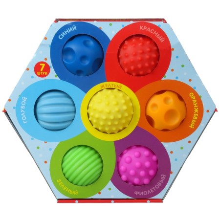 A set of developing tactile balls “Flower”, with a squeak, 7 pcs, crumb I-19