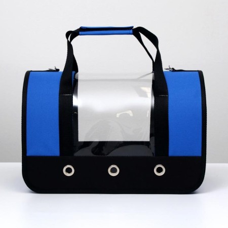 Bag - Carriage for animals "Panoramic", with a window, 40 x 25 x 27 cm, blue-3