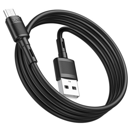 Hoco X83 cable, micro USB - USB, 2.4 A, 1 m, data transfer, PVC, black-2