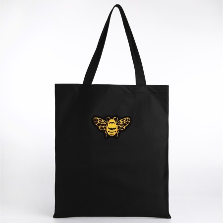 Textile chover with embroidery Bee, 40x35 cm, black-3