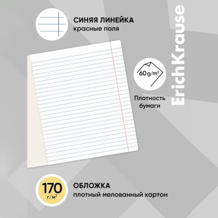 Notebook of 12 sheets in the Erichkrause Ruler Magic line, covered cartoon, block offset, 5V, mix-2
