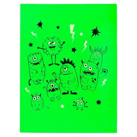 A4, 180 μm folder, calligrata "monsters", translucent, with a print. Mix-1