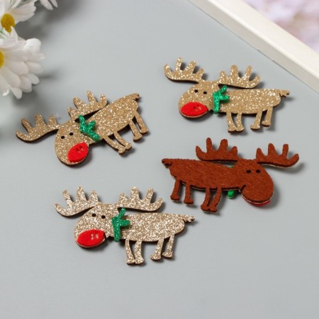 Decor for the creativity of the felt shine "Deer" silver 5.5x7 cm-1