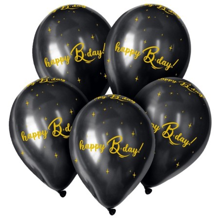 Latex ball 12 "HBD, pastel, set 50 pcs., Black color-2
