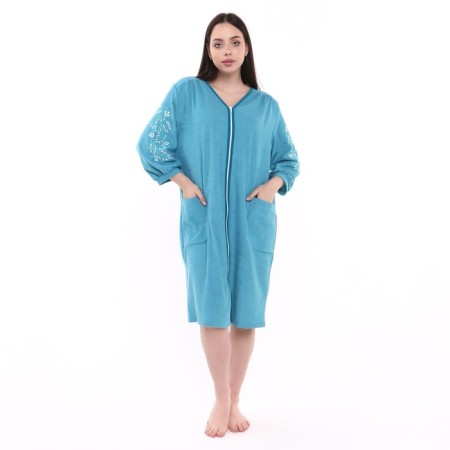 Women's bathrobe, blue color, size 54