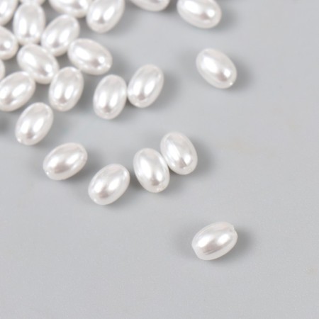 Beads for creativity plastic "Encetic pearls oval" set 40 pcs 0.7x0.5 cm