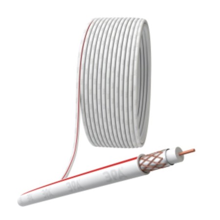 Coaxial cable SAT 50 m, 75 Ohms, Cu/(Cu braid 75%), PVC, white color, Bay 50 m