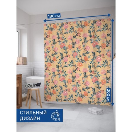 Photostore for the bathroom "Flower weaving", Saten, size 180x200 cm-1