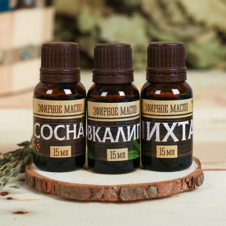 Set of 3 essential oils 15 ml "Bath owner" Fir, Pine, Eucalyptus-1