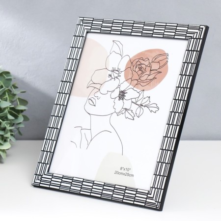 Photo frame plastic 20x25 cm "Rectangles by hand" White with black 28.5x23.5 cm-1