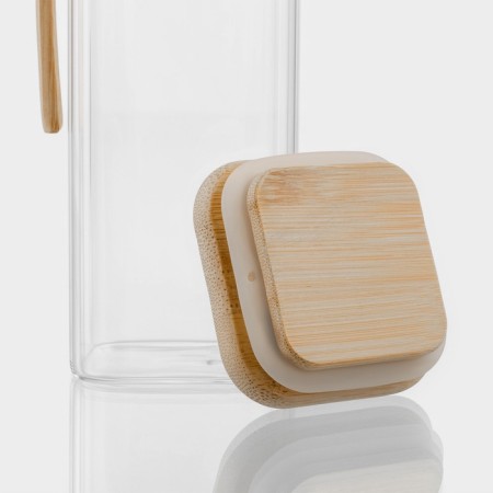 Glass Bank for bulk products with a bamboo cover and a spoon "Eco", 550 ml, 9.5 × 22.5 cm-3