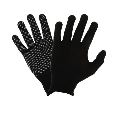 Garden gloves, x/b, with nylon thread, with PVC dots, size 9, black, Greengo-1