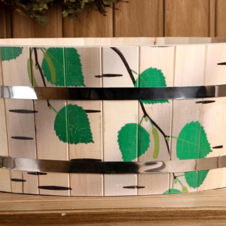 A gang made of linden, 12.5 l, stainless insert, stainless rim, "birch barrel"-2