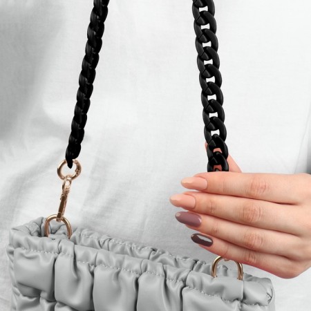 A chain for a bag, plastic, with carbines, 15 × 21 mm, 68 cm, black/gold color-3